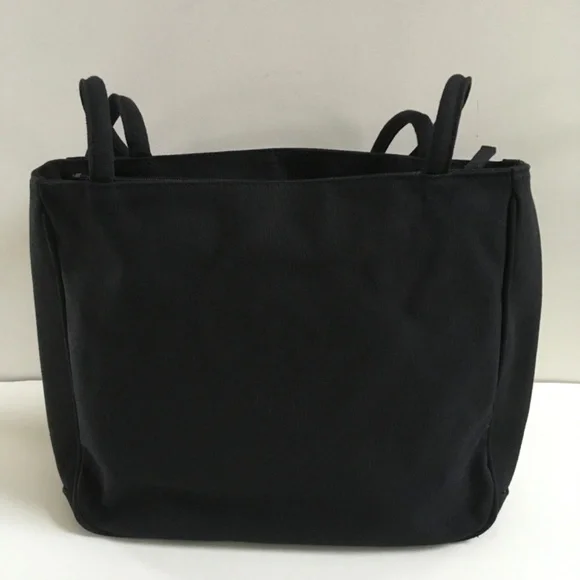 SAKS FIFTH AVENUE Black Tote BAG Purse Handbag Embroidered Logo Y2K NEW - Picture 5 of 13